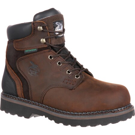Georgia Boot Brookville, Men's Waterproof Work Boot, 10 M, Leather, 6 in Height, Dark Brown G7134